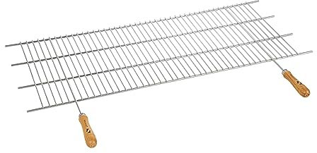 Sauvic 02480 - Parrilla Barbacoa zincada Recortable, con Mangos de Madera, 100 x 40 cm