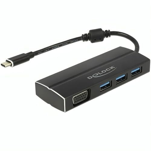 DeLOCK 63932 hub de interfaz USB 3.0 (3.1 Gen 1) Type-C 5000 Mbit/s Negro - Concentrador (USB 3.0 (3.1 Gen 1) Type-C, USB 3.0 (3.1 Gen 1) Type-A, 5000 Mbit/s, Negro, Aluminio, 0,15 m)