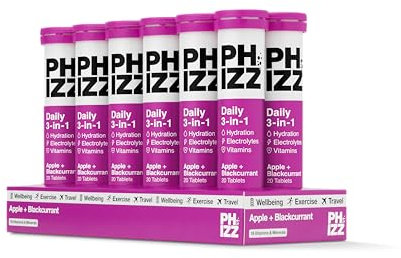 Phizz Electrolytes, Multivitamin & Hydration Tablets - 240 Effervescent Rehydration Electrolyte Tablets - 18 Vitamins & Minerals, Vitamin C, Vegan, Vegetarian & Low Calorie (Apple & Blackcurrant)