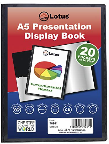 Lotus 78201 Präsentationsmappe, A5, 20 Hüllen, Schwarz A5 Schwarz