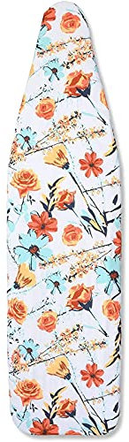 Ironing Board Cover with Floral Print Padding, Drawstring, Standard Size (15 x 54 in)