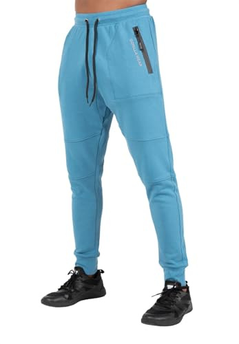 Gorilla Wear Newark Pants - Blau - Bodybuildung Fitness Sport Jogginghose Bequem Blue Bekleidung für Männer Starker Halt Baumwolle Polyester joggen Laufen Logo, S
