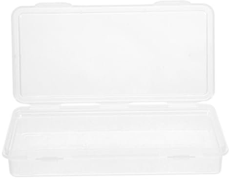 SEWACC Large Clear Pencil Box, Plastic Pencil Case Hard Crayon Box Pen Holder Empty Plastic Pen Box for Office Caddy Stationery Storage Box Supplies