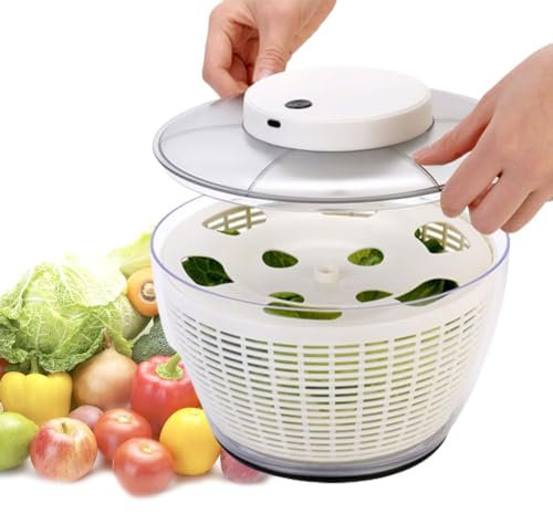 Secador giratorio automático de lechuga, centrifugador de ensalada eléctrico de 4,5 L/6 L, lavadora de lechuga rotadora de ensalada, recargable por USB, para ensaladas verdes, lechuga, frutas 4.5L