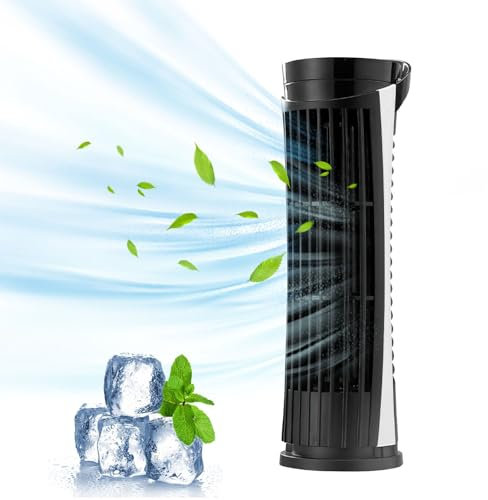 RUICUBEI Ventilateur à tour oscillant, ventilateur à tour intelligent sans lames avec lumière LED pour la maison, 2 ventilateurs à tour vertical avec télécommande pour chambre à coucher (Black)