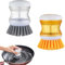Lot de 2 brosses de lavage avec distributeur de liquide vaisselle, brosse de cuisine, brosse à vaisselle, brosse de nettoyage pour vaisselle, casseroles, poêles, éviers