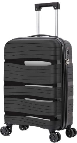 ARTREE Maletas de Viaje Cabina,PP 55x40x20cm- Trolley Rígida Polipropileno con 4 Ruedas Giratorias y Cierre de Combinación - Maleta Cabina Prácticas y Ligeras 40L (Negro)