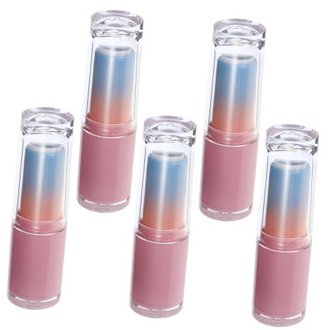 FRCOLOR 5stücke Transparente Lippenstift-hülsen Mit Farbverlauf Leere Wiederverwendbare Lippenbalsam-behälter Aus Geruchslosem Abs Diy Nachfüllbare Lippenpflegedosen Kompakt Für Reisen