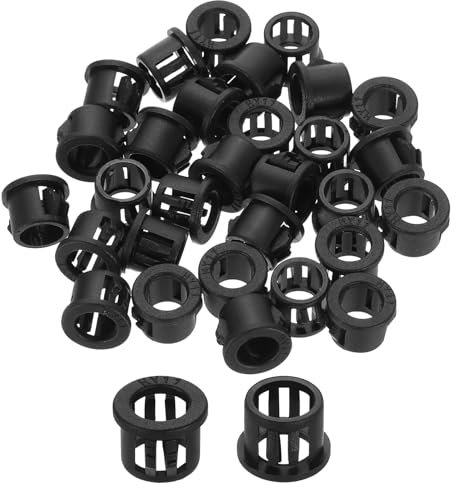 sourcing map Lot de 45 œillets ronds à clipser pour câble de verrouillage, tuyau, cordon métallique - 11 mm - Noir