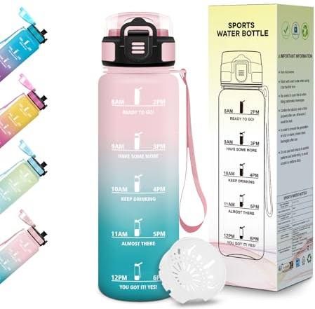 Motswedi Borraccia 500 ml, Senza BPA, Bottiglia Plastica, a prova di perdite, Borraccia Bambina, Adatta a Bevande Gassate, Bottiglia Ideale per Yoga, Scuola, Attività All'aperto - Verde pastello