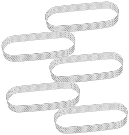 CIYODO 6 Piezas Molde de Pastel Perforado Inoxidable para Tartas y Mousse Anillo Ovalado para Repostería Herramienta de Cocina Práctica y de Limpiar