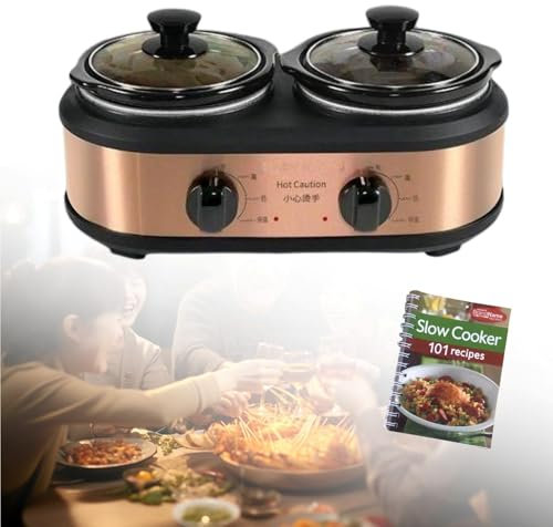 SCWZZWSY Linero de cerámica de Vidrio de cocción eléctrica Ligera con Libro de cerámica de Recetas para lavavajillas de Olla de cocción Lenta