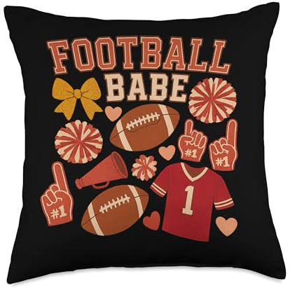 Football Babe Coquette Design with Jersey and Pom Poms Throw Pillow