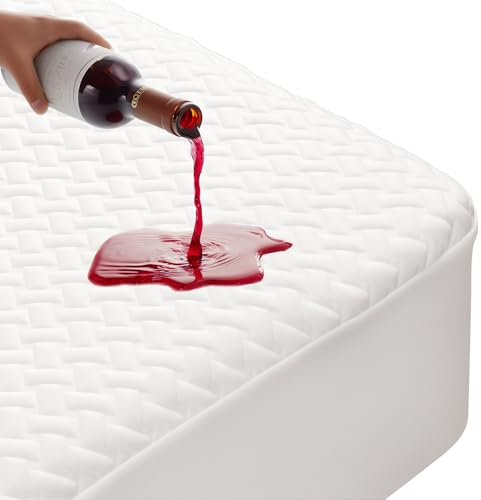 MEREZA Waterproof Mattress Protector Small Double Bed with 40cm Extra Deep Fitted Skirt Bed Cover, Ultra Cooling Bamboo Mattress Cover Anti Allergy & Breathable & Noiseless (Small Double, 122×190cm)