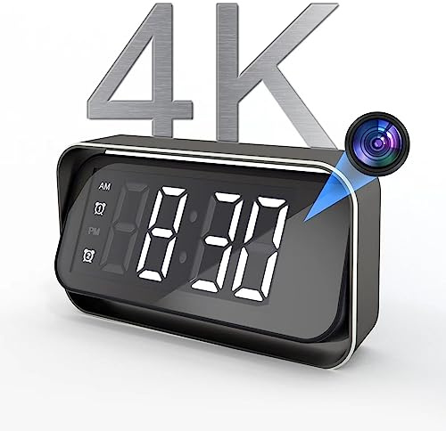Security-Mini-Camera, 4K Real Full HD Nanny Cam with Two Sets of Alarm Clock Setting for Home Security, Night Vision & Motion Detection Alerts, Mobile Phone App Remote Control, Support 2.4G and 5G