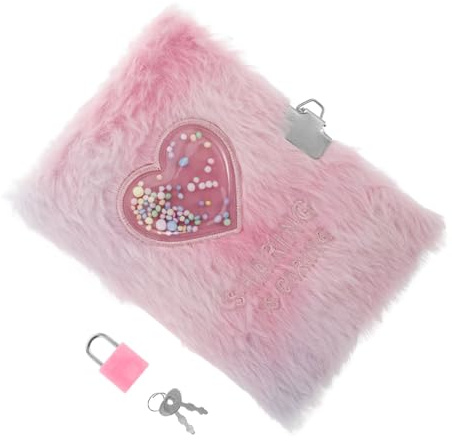 BCOATH Diario Segreto Bambina con Lucchetto Diario Soffice e Peloso con Motivo Cuore Rosa Taccuino Cartonato per Scrittura e Disegno Regalo Scuola e Ufficio