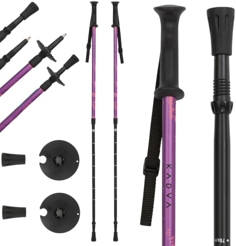KADVA Kidd Bâtons de Ski pour Enfants - Bâtons de Ski évolutifs (60 à 100 cm) en Aluminium léger - Bâtons télescopiques avec Verrouillage Twist - Poignées ergonomiques et dragonne - pour garçons et