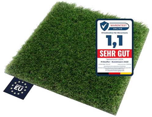 Primaflor Kunstrasen JAZZ - 2,00m x 3,00m, 40 mm Hoch, Viele Größen, UV-Beständiger, Wasserdurchlässiger, Rasenteppich, Outdoor Bodenbelag, Kunstgras für Garten, Terrasse und Balkon
