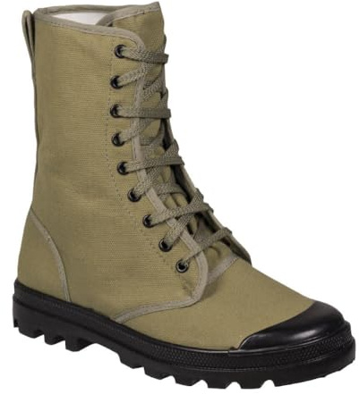 Mil-Tec 9 Hole Canvas French Commando Boots Olive, Green, 10 UK
