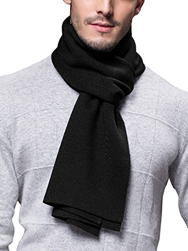 Winter Herbst Herren Strickschal Wolle Gestrickter Schal Warm Weich Einfach Schick Gentleman - 180 * 30 cm Einfarbig Schwarz