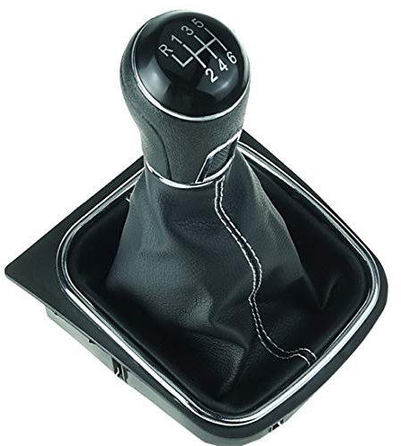 Do!LED Schaltknauf Schaltsack Schaltmanschette Rahmen 6 Gang weiße Naht