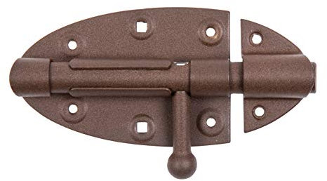 Alberts 300678 DURAVIS® Bolzenriegel | mit rundem Griff | rostbraun duplexbeschichtet | Platte 112 x 72 | Bolzen-Ø 16 mm