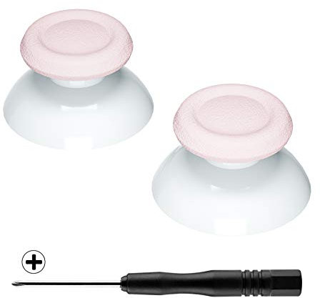eXtremeRate Dual-Color Ersatz 3D Joystick Thumbsticks Analog Daumensticks mit Kreuzschlitz-Schraubendreher für Playstation 4 PS4 Slim Pro Controller Sakura Rosa & Weiß