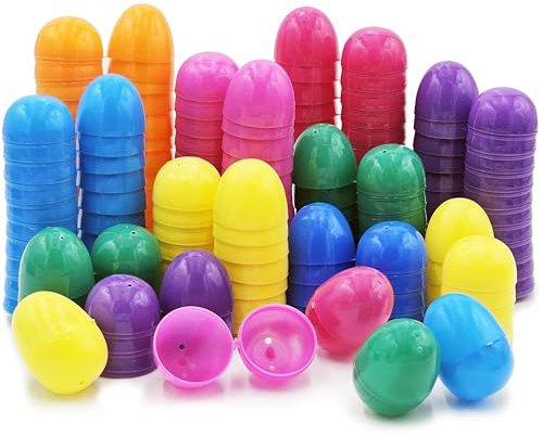 The Dreidel Company 100-Pack Fillable Easter Eggs with Hinge Bulk Colorful Bright Plastic Easter Eggs, Perfect for Easter Egg Hunt, Suprise Egg, Easter Hunt, 2.3 Assorted Colors (100-Pack)