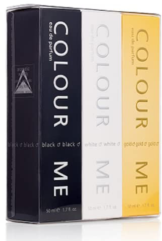 COLOUR Me Black/White/Gold Homme - Triple Pack, Fragrance for Men, 3 x50ml, Eau de Parfum, by Milton-Lloyd