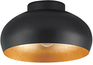 Eglo lampada da soffitto Mogano 2, lampada da soffitto a 1 luce, lampada da soggiorno in metallo in nero e oro, lampada da sala a soffitto, illuminazione da soffitto con attacco E27
