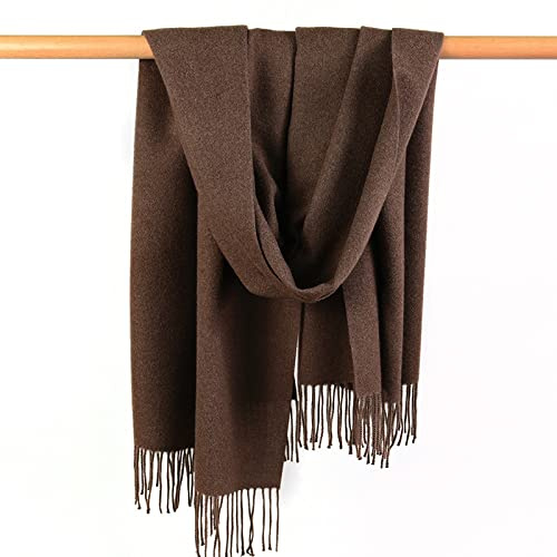 Bufanda para mujer, bufanda de cachemira con borla manta mantón larga estola para novia Año Nuevo regalo 200 x 70 cm, marrón oscuro