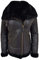 Divergent Retail DR533 Fliegerjacke für Damen, echtes Schaffell, Schwarz, Schwarz , 46