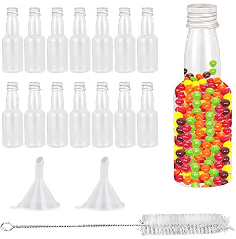 CHEVVY Mini Fläschchen Kunststoff Likörflaschen 15 Stk 60ml Fläschchen Plastik zum Selbst Abfüllen Leere Mini Glasflaschen Plastikflaschen für Likör Schnaps Öl oder zum Basteln