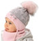 Smarilla Baby Winter Mütze Mädchen Bindemütze Strickmütze mit Dreiecktuch Schal, Größe: 40-42, Farbe: Rosa-Grau