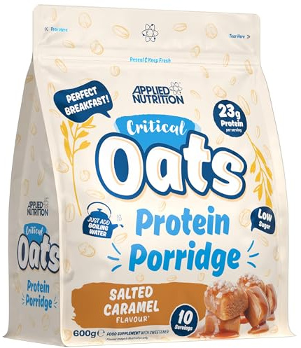 Applied Nutrition Critical Oats Advanced Protein Porridge - Whey Protein Powder Blend with Wholegrain Oats & ISO-XP Protein Isolate, Amino Acids, Easy Mix (600g - 10 Servings) (Salted Caramel)