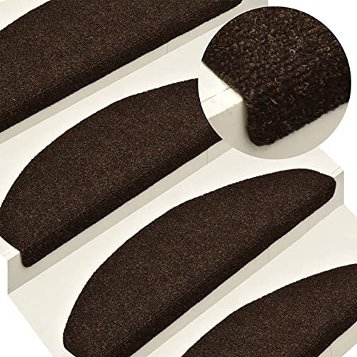 ZEYUAN Självhäftande trappmattor 10 st trappmattor, trappmatta, halkfria mattor för trappor, brun 56 x 17 x 3 cm nålfleece