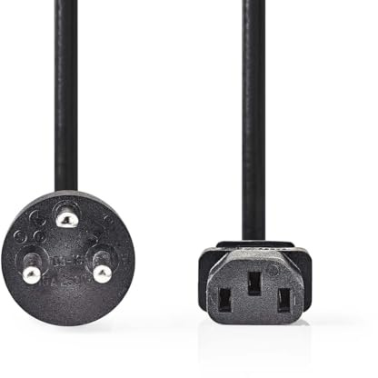 Nedis Stromkabel - Dänemark Stecker - IEC-320-C13 - Gerade - Gerade - Vernickelt - 2.00 m - Rund - PVC - Schwarz - Label