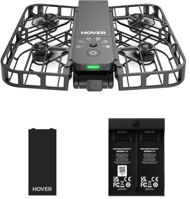 HOVERAir X1 Drohne mit kamera, Selbstfliegend Kamera Drone mit Folge-mir Modus, Mini Drohne im Taschenformat, HDR-Videoaufnahme, intelligente Flugrouten, Freihandsteuerung, Schwarz (Combo)