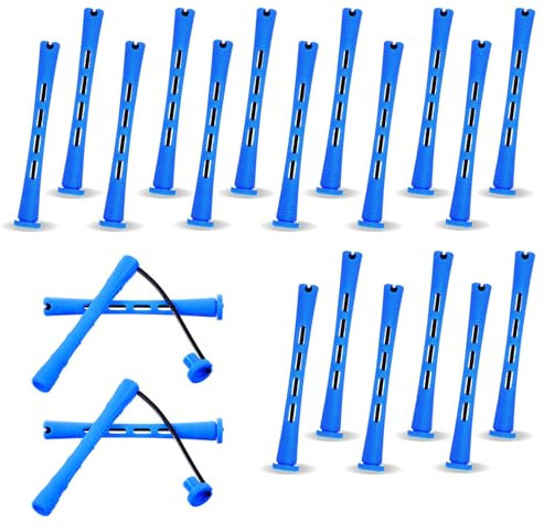 20 aste per permanenti per capelli corti, piccole, in plastica, per permanenti e bigodini, per arricciare i capelli, aste per permanente, medie per capelli lunghi (0,9 cm, blu)