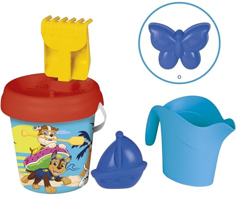 Smoby - Cubo de Playa Patrulla Canina - Incluye Cubo, Pala, rastrillo, tamiz, regadera y Molde - Material Reciclado - para niños a Partir de 18 Meses - (7600862187)