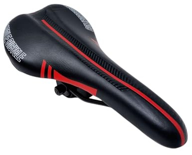 Selle Montegrappa en Cuir éco avec intérieur en Mousse/Gel pour vélo de Course Trekking Cross MTB Couleur Noir Rouge
