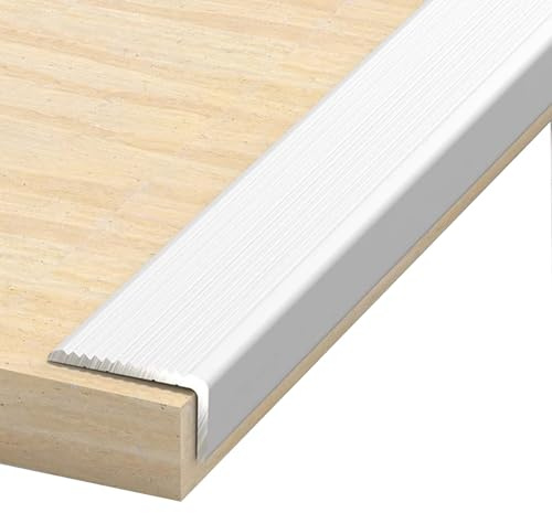 100 cm Halkfri TrappKantprofil, Trapp Kantskydd i Aluminium, Vinkelprofil, Kantskydd(White)