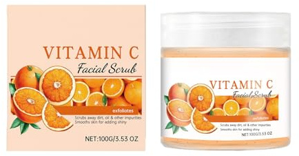 Gommage visage à la vitamine C – Gommage visage doux pour un nettoyage en profondeur, éclaircissant et hydratant la peau, réduisant les pores, unifiant le teint et anti-âge (1pcs)