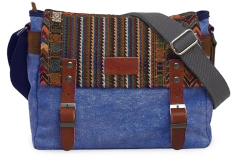 FANDARE Retro Bolso de Hombro Hombres/Mujeres Negocio Cambiar Crossbody Bolsa al Aire Libre Viaje Camping Gran Capacidad Bolsa de Mensajero Transpirable Lona, Caqui, Large, Mochila de Ocio
