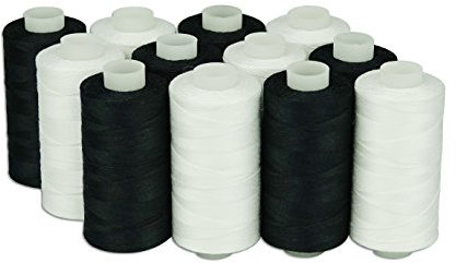 Simthread Baumwoll Nähgarn Quiltgarn für Nähen und Quilten Maschinen - 550 Yards/spule, Weiße und schwarze Farben