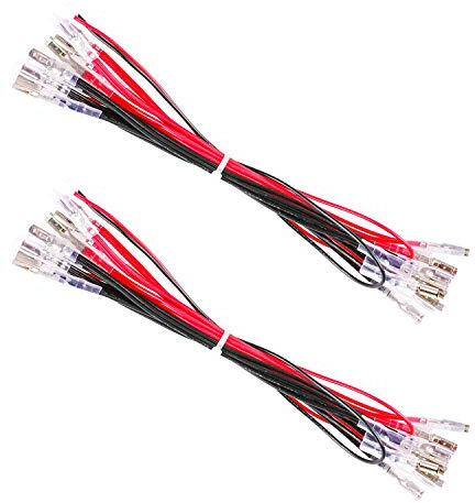 Guwarry 2 st LED strömkabel tusensköna kedja JST XH2,54 2-polig kontakt till 2,8 mm / 0,110 tum / 0,8 mm terminaler jumper kabel sele upplyst 20 LED arkadknappar för arkad USB-kodare, MAME, Arcade1 Up