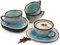 Sänger | Kaffeetassen Set Capri mit Untertassen, 8-teiliges Tassen Set aus Steingut, modernes Vintage Design | 230ml