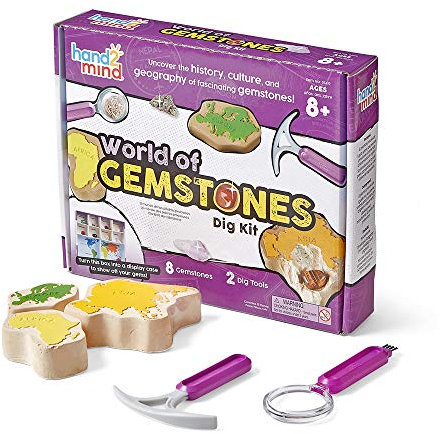 Learning Resources Die Welt der Edelsteine Ausgrabungsset für Kinder von 8-12, naturwissenschaftlicher Baukasten für Kinder, mit echten Edelsteinen und einer Anleitung mit wissenswerten Informationen