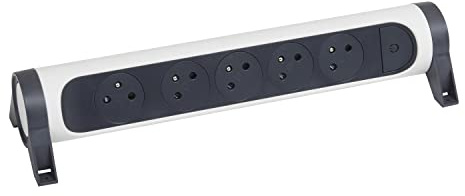 LEGRAND - Multiprise Rotative Avec Interrupteur à Voyant LED - 5 Prises Surface avec Terre - Livrée Sans Cordon/Sans Fiche - Blanc et Gris Foncé