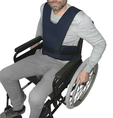 Gar Medical Cinturón Abdominal y Peto silla de ruedas- Sujeción para silla de ruedas con doble anclaje y con cierre de clip, Alta Sujección.